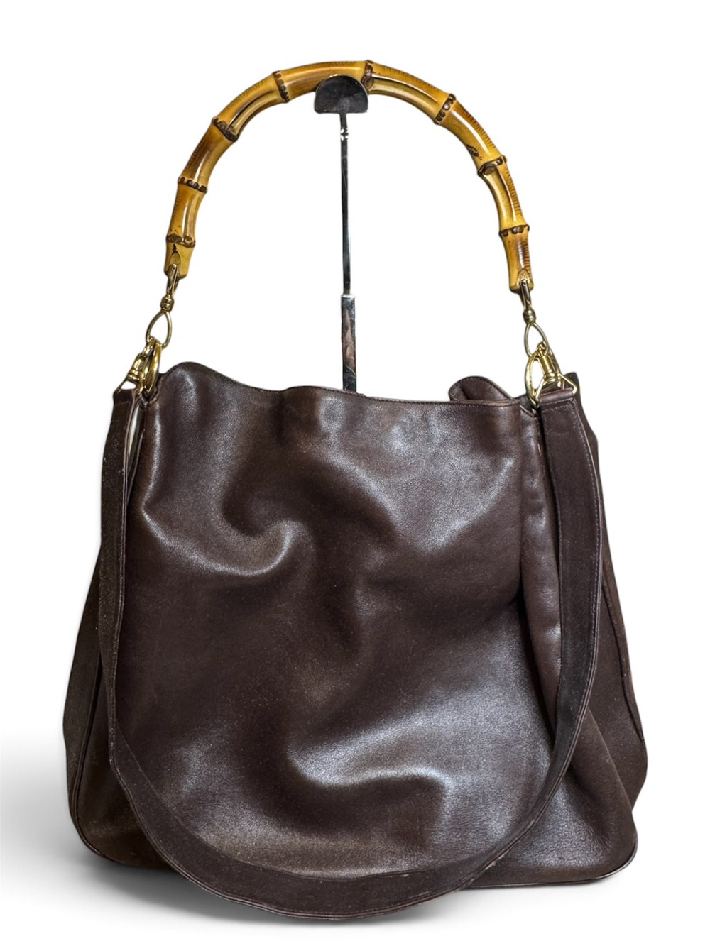 Gucci Bamboo Bar Brown Leather Shoulder Bag